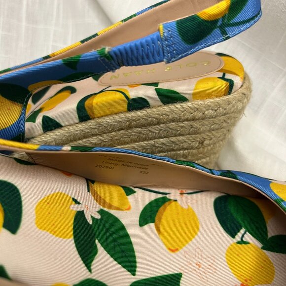 Cole Haan Women's Cloudfeel Espadrilles Slingback Azure Lemon Print Size 9.5 - Picture 9 of 12